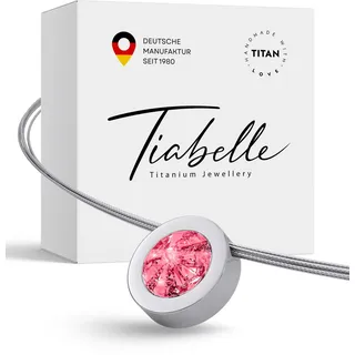 TIABELLE – Collier LARA aus Titan mit funkelndem Swarovski® Kristall – Silberfarbene Kette für Damen – allergenfrei & hautverträglich – Handmade in Germany (L=45cm | 15,9mm ø)