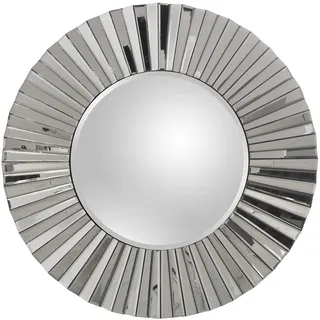 DRW Wandspiegel, rund, MDF, Spiegel und Holz, 70 cm