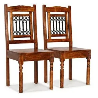 vidaXL Esszimmerstuhl 245644, Akazienholz, braun, 2 Stück