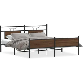 vidaXL Metallbett ohne Matratze Braun Eichen-Optik 160x200 cm - Braun