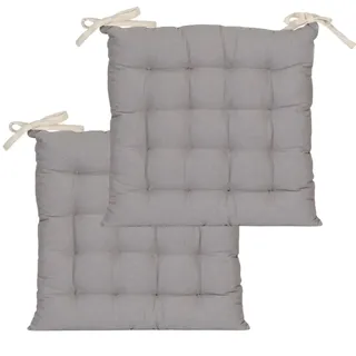 Atout Ciel Stuhlkissen, quadratisch, zweifarbig, 40 x 40 cm, Beige/Grau, 2 Stück