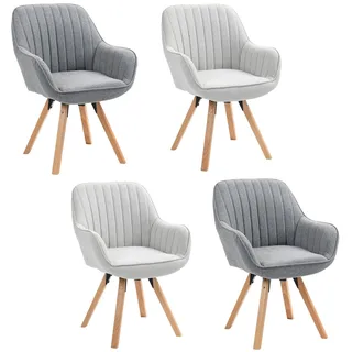 MEUBLE COSY Esszimmerstühle Drehbar 4er Set Küchenstuhl Polsterstuhl Drehstuhl mit Armlehne Sessel Schminkstuhl aus Stoff Massivholzbeine für Esszimmer Wohnzimmer Arbeitszimmer, Bunt
