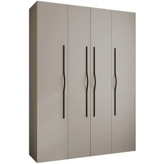 Abiks Möbel Drehtürenschrank 245,5/180/50 4-türig , Kaschmir, Schwarz , Holz , Nachbildung , 180x245.5x50 cm , Schlafzimmer, Kleiderschränke, Drehtürenschränke