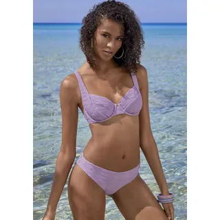 Bügel-Bikini-Top SUNSEEKER "Loretta", Damen, Gr. 36, Cup B, lila, Polyamid, Strukturmuster, unifarben, Bikini-Oberteile Bügel-Bikini-Top, mit Strukturmuster