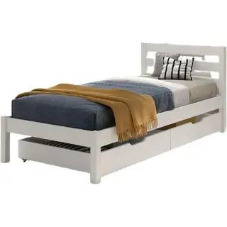 FURNLUX Kids Einzelbett Pino Weiss 90x200cm / Hauptfarbe: Weiß / Abmessungen: 98 x 211 x 85 cm - Weiß