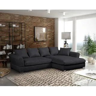 Couchgarnitur TIZIAN L-Form in Wildlederoptik-Anthrazit/ Otto.. Rechts - Grau