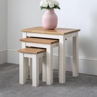 Julian Bowen Coxmoor Satztisch, 3-teilig, Weiß und Eiche