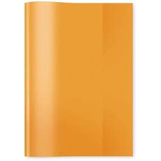Bild 7484 Heftumschlag A5 Transparent orange Hefthülle aus strapazierfähiger & abwischbarer Polypropylen-Folie, Heftschoner für Schulhefte, farbig
