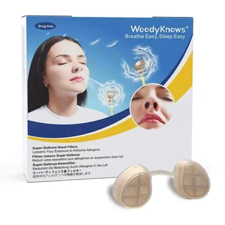WoodyKnows Super-Defense Nasenfilter, Hilfe bei saisonalen Allergien und industrieller Verschmutzung, Schutz in öffentlichen Verkehrsmitteln und bei der Haustierpflege (Rund, S, 6 Pack)