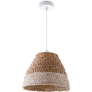 Pendelleuchte Esstischlampe Esszimmer Korb Optik 1,5m Textilkabel Rustikal Boho - Beige