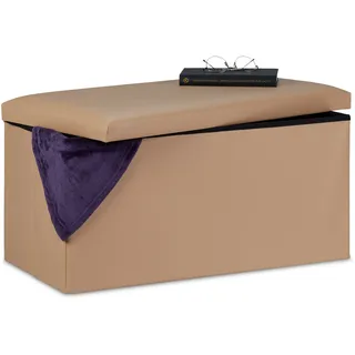 Relaxdays Polsterbank Kunstleder Beige 37,5 x 76,5 x 38,5 cm