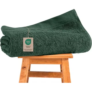 Hausfelder Saunatuch 100x200 cm XXL, Saunahandtuch groß aus 100% Baumwolle 500g/m2, Badehandtuch für Damen und Herren, Sauna Handtuch kuschelweich, Strandtuch (Dunkelgrün)