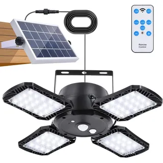 Solarlampen für Außen mit Fernbedienung,Solar Hängelampe 128LED 4400mAh Battery mit 5M Kabel,IP65 Wasserdicht,Bewegungsmelder,4 Modi,für Innen Außen Garten Camping Hühnerstall Gewächshaus