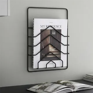 LM 42 Magazinhalter Wandregal Arrow, Schwarz Stahl finnisches Design, Zeitungshalter Wand Organizer Zeitschriftenhalter Briefablage