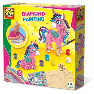SES Creative 14134 Diamond Painting-3D-Einhörner, Blau,Gelb,Lila,Schwarz, Mittel