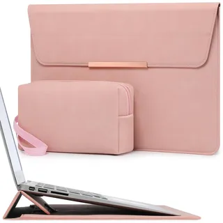 HYZUO 13 Zoll Laptop Hülle Tasche mit Ständer für MacBook Air 13 M5 A3449 M4 M3 M2 M1 2026-2018, MacBook Pro 13 M2 M1 2026-2016, 13" MacBook Neo 2026, iPad Air/Pro 13, Surface Pro, Rosa(Smiley)