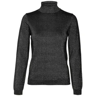 Vero Moda Damen »VMHAPPYSHINE Ls Rollneck Pullover Boo Strickpullover, Black/Detail:W. DTM Lurex, M