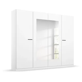 Rauch Möbel Florenz Schrank Kleiderschrank Drehtürenschrank mit Spiegel, Alpinweiß, 4-türig, inkl. 2 Kleiderstangen, 2 Einlegeböden BxHxT 226x210x54 cm