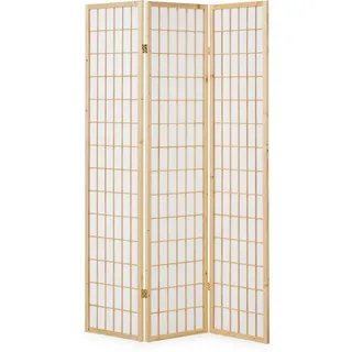 Homestyle4u Paravent 3-tlg. 132/175 cm Braun Shoji , Holz , 132x175x2 cm , Wohnzimmer, Raumteiler, Paravents
