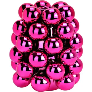 Blumenvase Bubble Pink aus Porzellan – Moderne Design Vase 17 cm – Runde Kugelstruktur – Deko für Wohnzimmer, Tisch & Weihnachten (Pink)