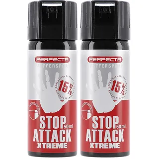 Perfecta Pfefferspray Stop Attck Extreme, Tierabwehrspray 50 ml, Abwehrspray ideal zur Selbstverteidigung von Tieren, 5 m Sprühweite (Packung mit 2)