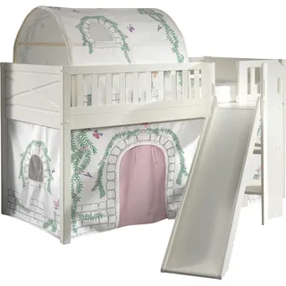 Vipack Hochbett »Scott«, (Made in Europe), m. Rutsch-/Leiterturm, LF 90x200 cm, Vorhang, Tunnel, 4 Designs weiß