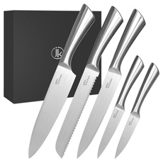 Joeji's Kitchen 5-in-1 Messerset aus Edelstahl - Scharfe Küchenmesser Set mit Brotmesser Kochmesser Santoku Messer Allzweckmesser und Gemüseme