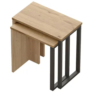 HowHomely Couchtisch Seitentisch Kaffeetisch Beisteltisch 2er Set braun schwarz