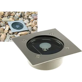 ChiliTec Solar LED Bodenstrahler CTB-E, eckig BxHxT 10x10x4cm, IP44, Edelstahl-Front - Silber