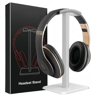 Headset Ständer, Headset Halterung, Gaming Kopfhörer Stander, Kopfhörerhalter Kopfhörerständer Ständer für Over Ear Kopfhörer Kopfhörer Haken mit Rutschfestem TPU-Silikon für Tisch Vitrine (Silber)