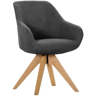 Landscape Armlehnstuhl , Anthrazit, Eichefarben , Textil , Eiche , massiv , Uni , eckig , 60x83x65 cm , Stoffauswahl, Typenauswahl, Sitzfläche 360° drehbar , Esszimmer, Stühle, Polsterstühle