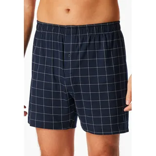 Boxershorts SCHIESSER "Fine Interlock", Herren, Gr. 5, blau (804, blau), Interlock, Obermaterial: 100% Baumwolle, Unterhosen Boxershorts, elastischer Bund, kariert, Baumwolle, weich