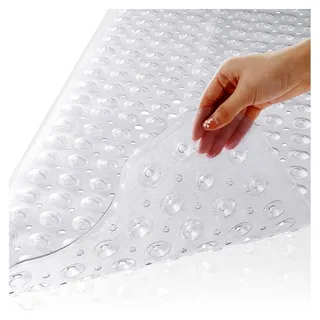 Badewannenmatte, Extra Lange Duschmatte für die Wanne mit Anti-Rutsch-Funktion und Abflusslöchern, Saugnäpfen, , Latexfrei, BPA-frei und Maschinenwaschbar (100 x 40 cm, Transparent)