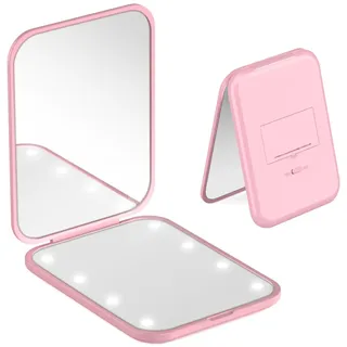 Elzle Taschenspiegel, 1X/3-fache Vergrößerung, LED-Kompaktspiegel mit Iternal Biattery, tragbar, tragbar, faltbar, Taschenspiegel für Geldbörse, Reisen und den täglichen Gebrauch
