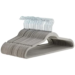 Amazon Basics Kleiderbügel aus Samt für Anzüge, grau, schmal, rutschfest, 50er-Pack