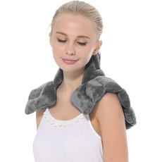 Bild Kirschkernkissen Nacken und Schulter mit Duftaroma Körnerkissen Wärmekissen | Nackenkissen (grey)