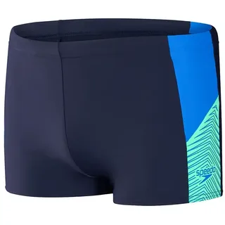 Speedo Dive Badehose Boxer - True Navy / True Cobalt / Green Glow - UK 30