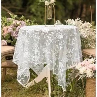 Yaland Tischdecke Spitzen Design Abwaschbar Floral Muster Garten Tischdecken Tischwäsche Tischtuch für Draußen Esszimmer, Küche, Garten, Party, Hochzeiten oder Haushalt LxB 130x130cm
