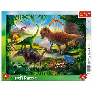 Trefl Trefl, Puzzle, Rahmenpuzzle mit Unterlage, 25 Teile, Dinosaurier, für Kinder ab 4 Jahren