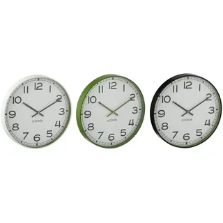 J-Line Wanduhr, rund, Kunststoff, grün/weiß/schwarz, klein, 3-3 Einheiten