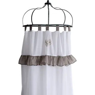 Schlaufenvorhang Weiss Spitzenborte Herz Stickerei Gardine Vorhang Schlaufen