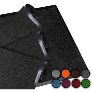 LucaHome Fußmatte, für den Eingangsbereich, 60 x 180 cm, Schwarz, 2 Stück, rutschfest, waschbar, für Eingangstür, Küche und Flur, Fußmatte außen und innen, originelle Teppiche für den Eingangsbereich