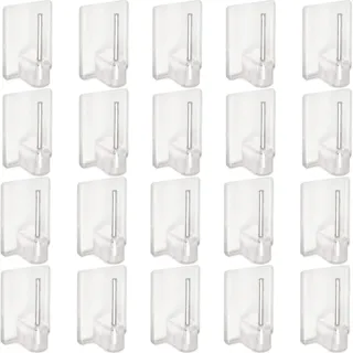 Your Day Mate Gardinenstangen Haken zum Kleben, 20 Pack, transparent, Standard Größe mit 24 x 16,5 mm, für Vorhänge & Scheibengardinen, ohne Bohren, Gardinenhaken kleben, Gardinenstangen Klebehaken