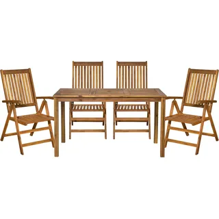 Möbilia Sitzgruppe 1 x Tisch + 4 x Stühle Akazie natur
