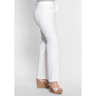 Bootcuthose SHEEGO, Damen, Gr. 50, Normalgrößen, weiß, 55% Leinen, 45% Baumwolle, unifarben, Hosen Bootcuthose