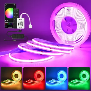 SUBOSI 10M COB LED Streifen Alexa Kompatibel, Punktfreie Smart RGB LED Band Musik Sync, WiFi LED Lichterkette für Gaming & Wohnzimmer, 576 LEDs/M, 16 Mio. Farben, Arbeitet mit Google Home ﻿