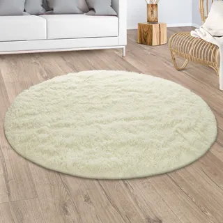 Hochflor-Teppich PACO HOME "Silky 591", gelb (vanille), H:37mm Ø:120cm, Polyester, Teppiche, Hochflor-Teppich, Uni Farben, besonders weich und kuschelig