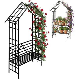 Relaxdays Rosenbogen 247 x 150 x 43 cm Schwarz