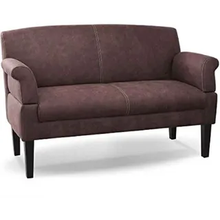 CAVADORE 2-Sitzer Küchensofa Malm, Sitzbank für Küche oder Esszimmer in Lederoptik, Inkl. Armteilverstellung, Federkern und moderner Kontrastnaht, 152 x 97 x 78, Mikrofaser: braun