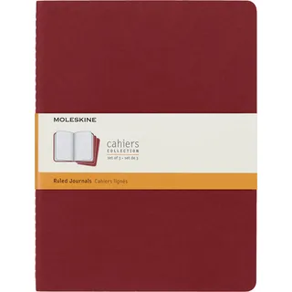 Moleskine Notizbuch Cahier 3er-Set Extra Large 19 x 25 cm Rot/liniert